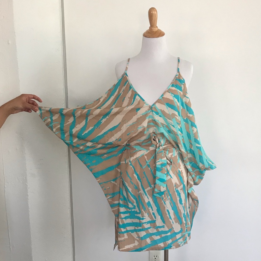 RaMona La Rue Arianne’s blue/beige waist tie dress